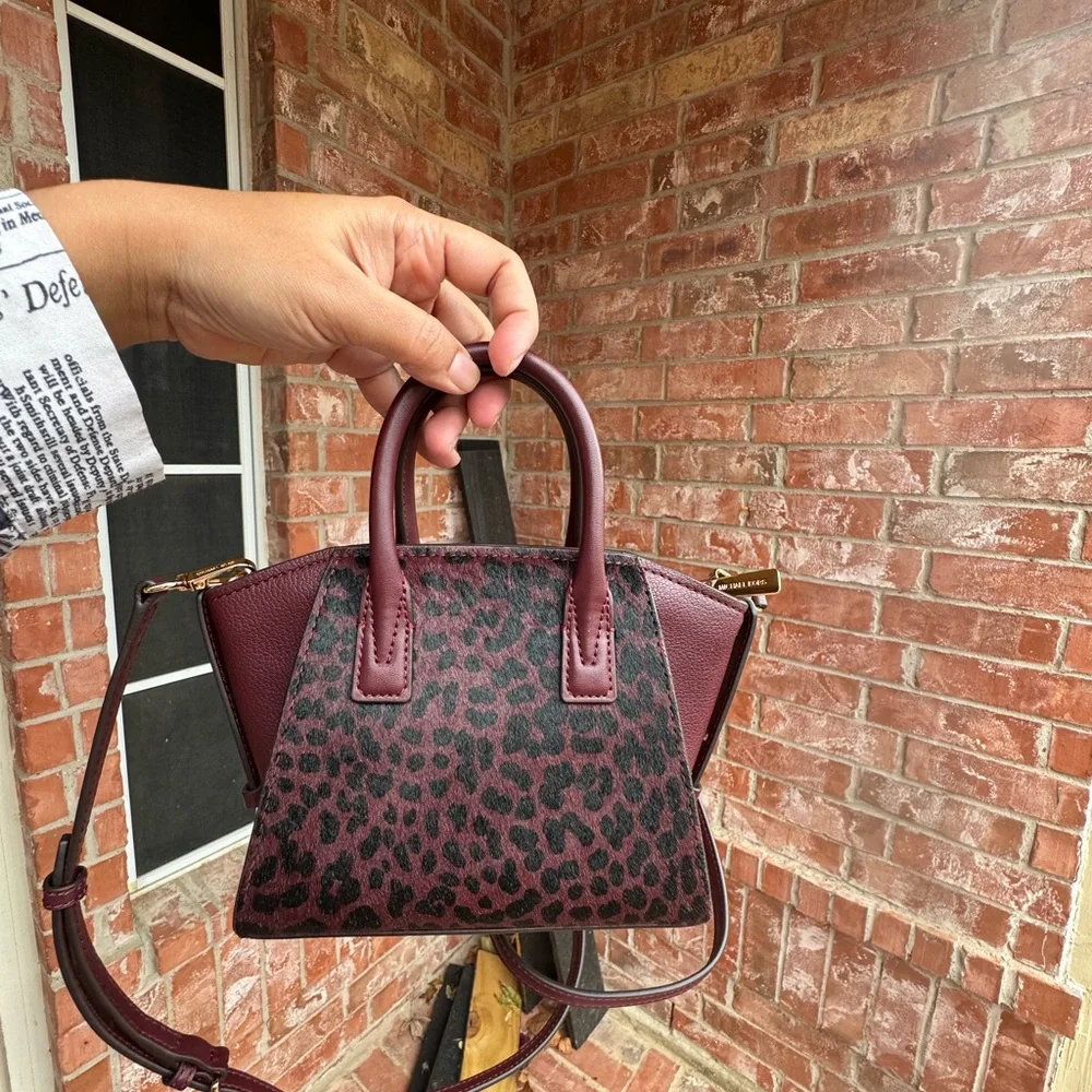 Michael Kors Avril XS Leather Handbag Satchel Crossbody Bag Oxi Blood Purse